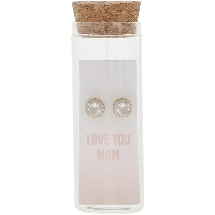 Love You Mom - 14K Gold Plated Earring in A Bottle