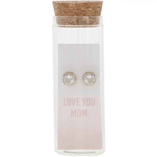 Love You Mom - 14K Gold Plated Earring in A Bottle