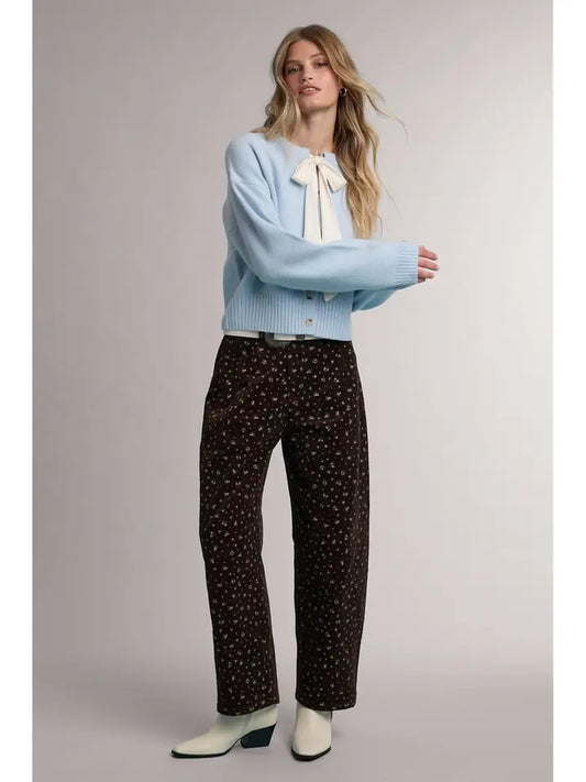 Floral Print Barrel Leg Pants