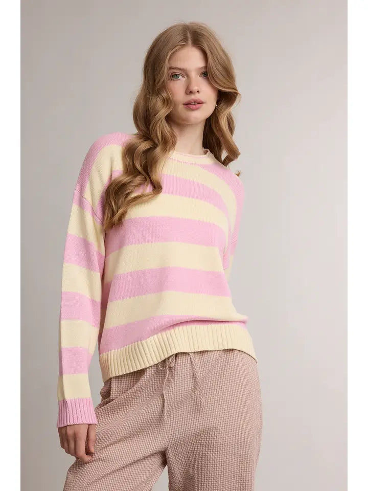 Classic Wide Striped Crew Neck Sweater