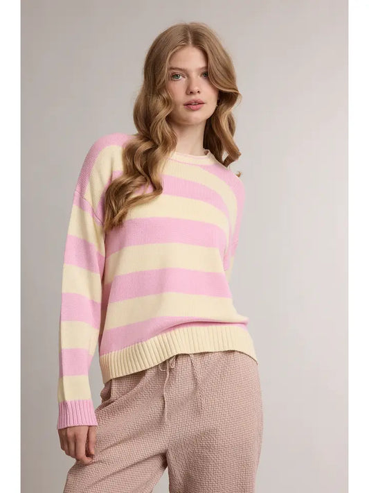 Classic Wide Striped Crew Neck Sweater