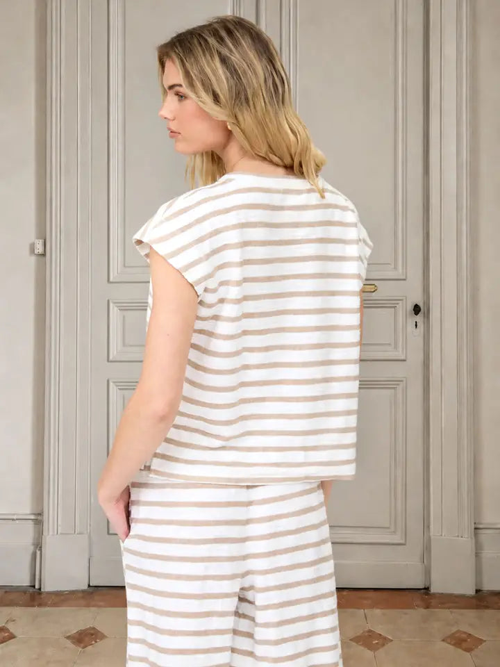 Stripe Knit Top In Khaki