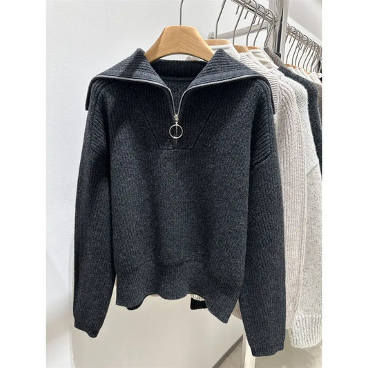 Alexis Ribbed Knit Half Zip Sweater