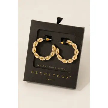 Secret Box Gold Dipped Braided Hoop Earrings