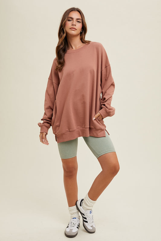 Nicole Oversized Pullover in Burl Wood